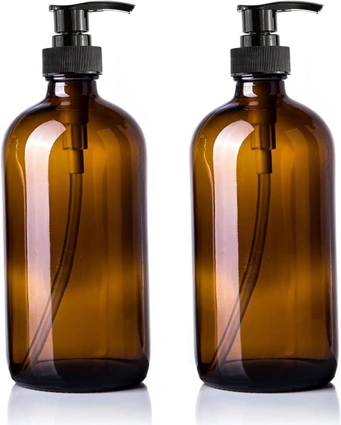 Famanu – Glazen zeepdispensers 500 ml met RVS pomp – Set van 2 – Transparant