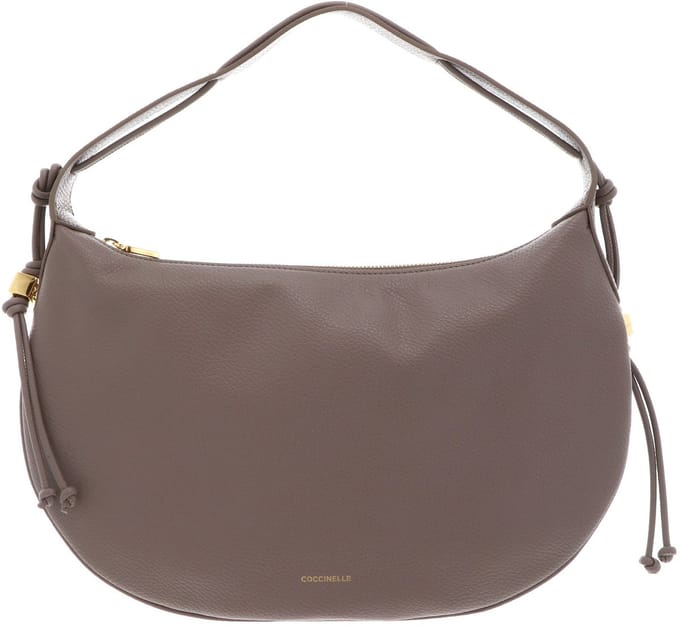 COCCINELLE Leren schoudertas Thess Shoulder Bag Grained Leather Warm Taupe