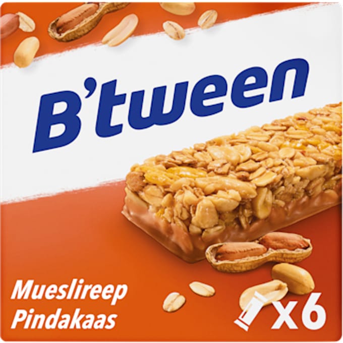 Tussendoortje Hero B'tween pinda&pindakaas 6pack reep 25gr