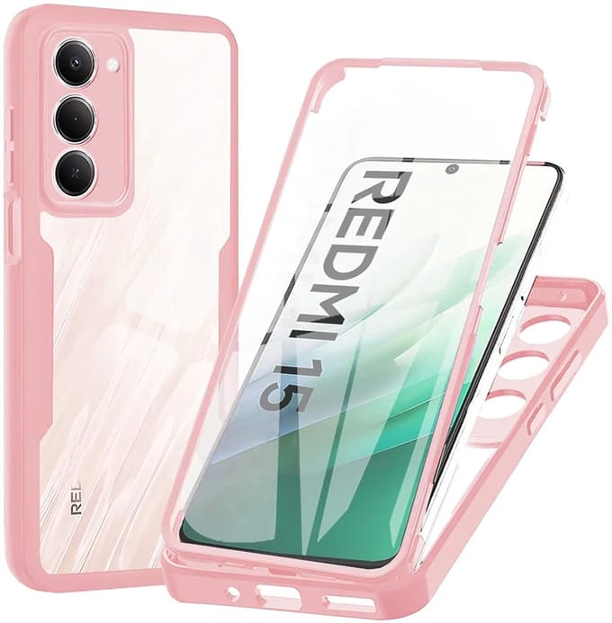 Hoesje geschikt voor Xiaomi Redmi 15 - Techsuit ColorVerse 360 Case met Screenprotector - Roze