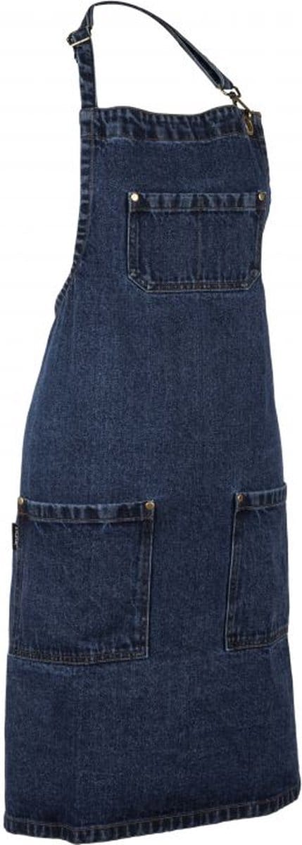 ZICZAC - Schort DENIM JEANS - katoen - functioneel voorzak, extra lange linten - 75x85 cm - Blauw