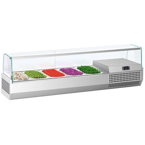 GGM Gastro Opzetkoelvitrine PREMIUM PLUS - met LED-verlichting - 1493x413mm - 5x GN 1/3 zilver