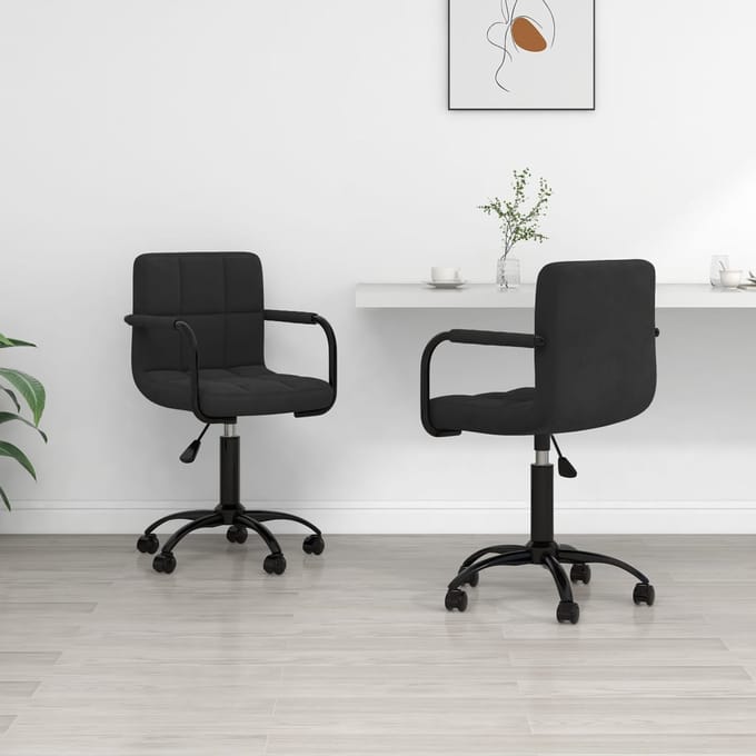 vidaXL - Eetkamerstoelen - draaibaar - 2 - st - fluweel - zwart