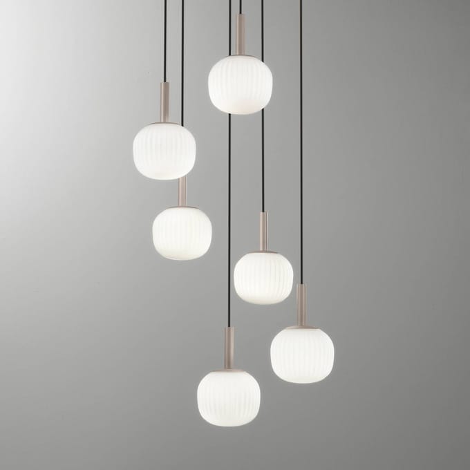 Luce Ambiente Design Hanglamp Eris, lengte 51 cm, bruin/wit, metaal/glas, 6-lamps