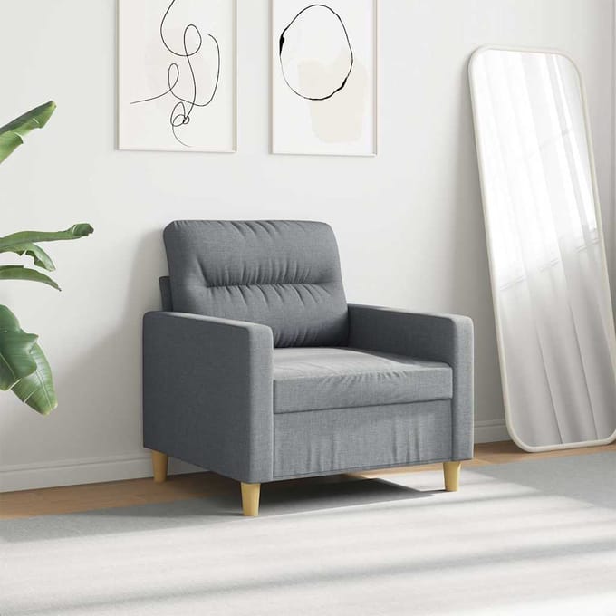 vidaXL - Fauteuil - 60 - cm - stof - lichtgrijs