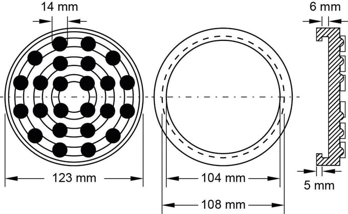 KS TOOLS rubberen plateau 03 voor Ravaglioli / Werther hefplateaus Ø 123 mm - 160.0465
