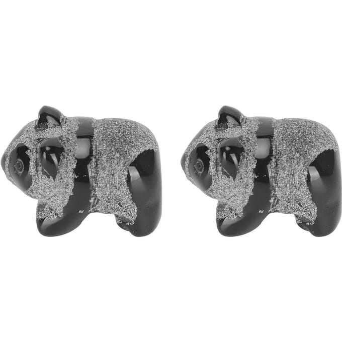 2 stuks Panda Beeld Obsidiaan Mat Schattig Mini Ingenieus Handgemaakt Panda Beeld Decoratie voor gray