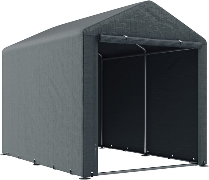 Outsunny garagetent - gegalvaniseerd staal - PE-zeil - donkergrijs
