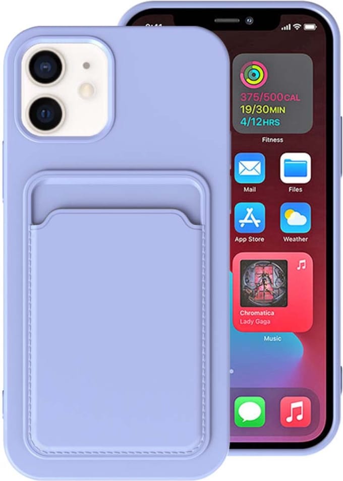 Smartphonica iPhone 11 siliconen hoesje met pashouder - Paars geschikt voor iPhone 11