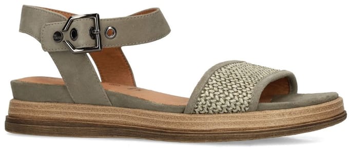 No Stress - Dames - Groene leren plateau sandalen - Maat 37