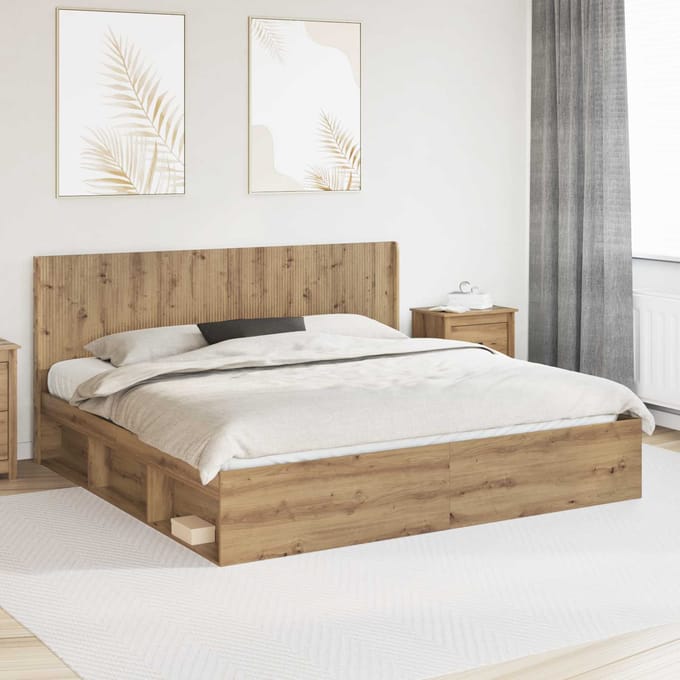 vidaXL - Hoofdbord - Artisanaal - eiken - Bewerkt - hout