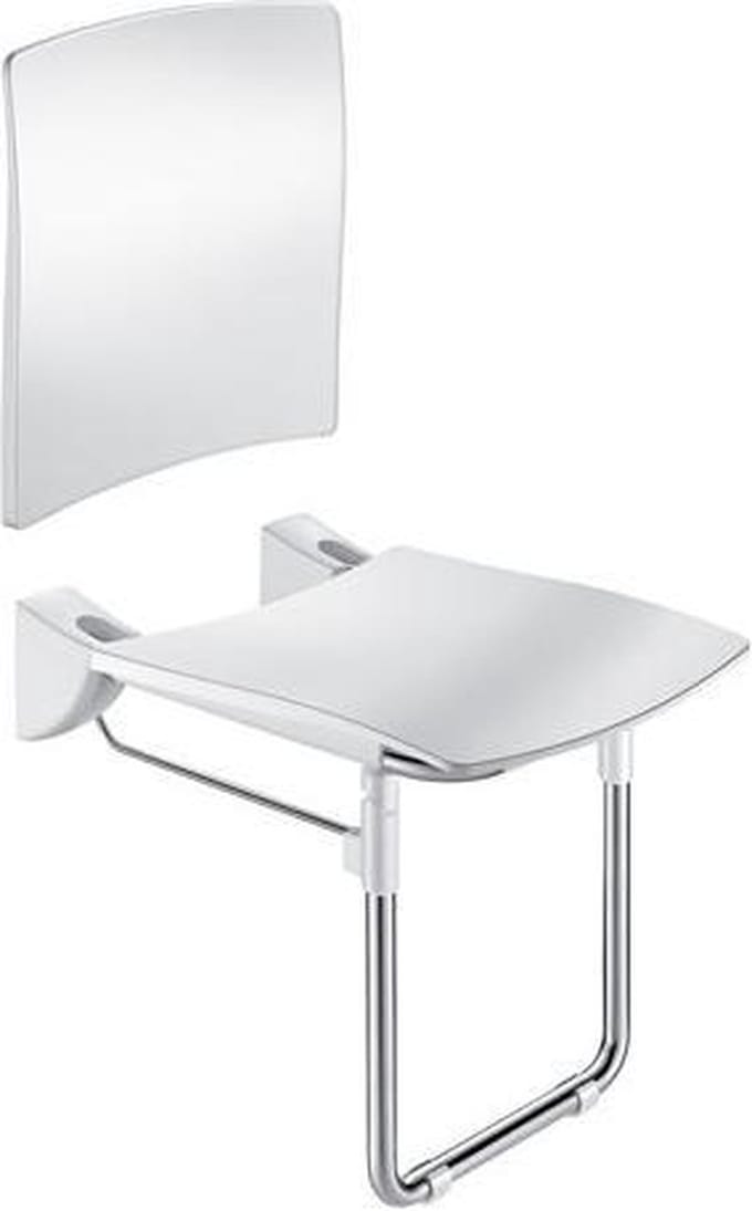 Opklapb. douchezitje extra comfort + rugsteun + voet RVS mat