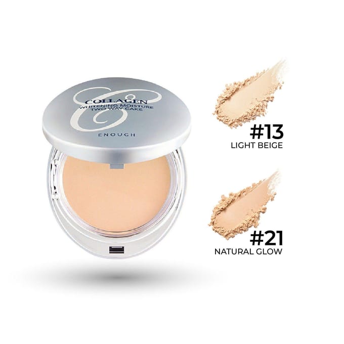 ENOUGH Collagen Éclaircissant Hydratant Poudre Compacte Double Usage 13g+ recharge #21 Beige Naturel + CADEAU ALÉATOIRE white