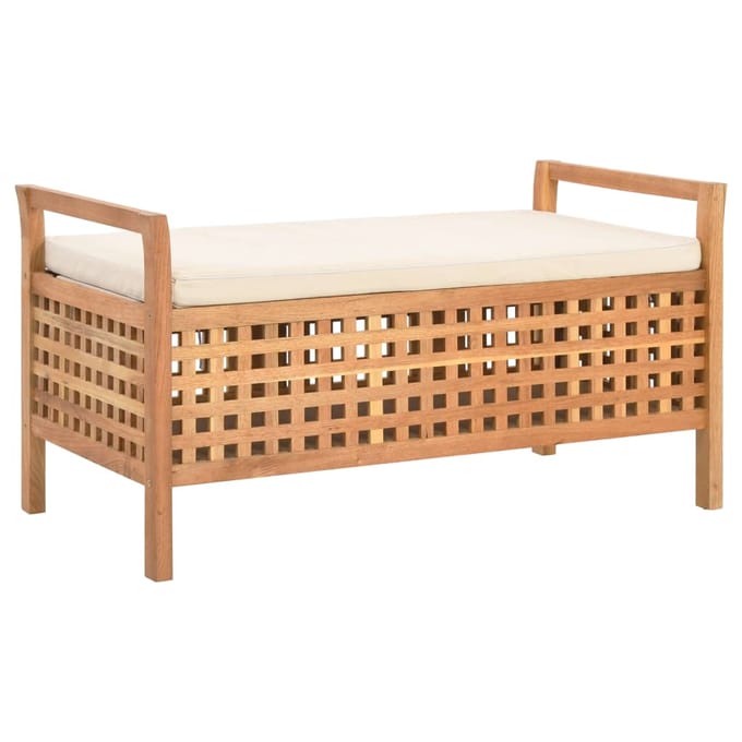 vidaXL - Opbergbankje - 93x49x49 - cm - massief - walnotenhout