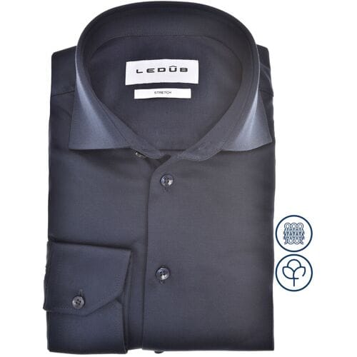 Ledûb Overhemd Cotton Jersey Stretch Shirt Donker Blauw / male