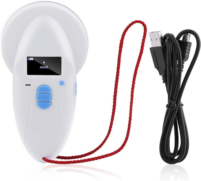 Microchip Reader voor Paarden en Huisdieren, Draagbare Oplaadbare Chip ID Lezer met Hoge Precisie