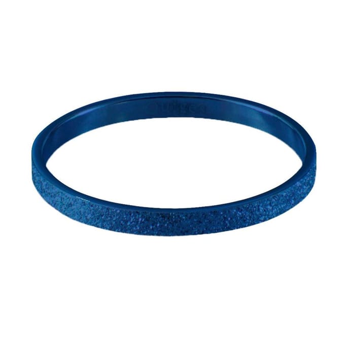 Quiges Stapelring Dames - Vulring Glitter - RVS Blauw - Maat 21 - Hoogte 2mm