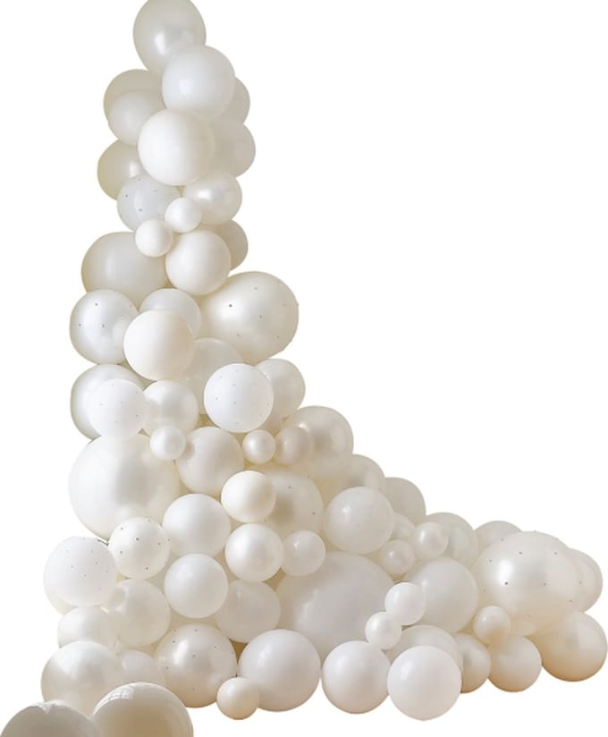 Ginger Ray - Ginger Ray - Witte & crème balloon arch met parels - DIY