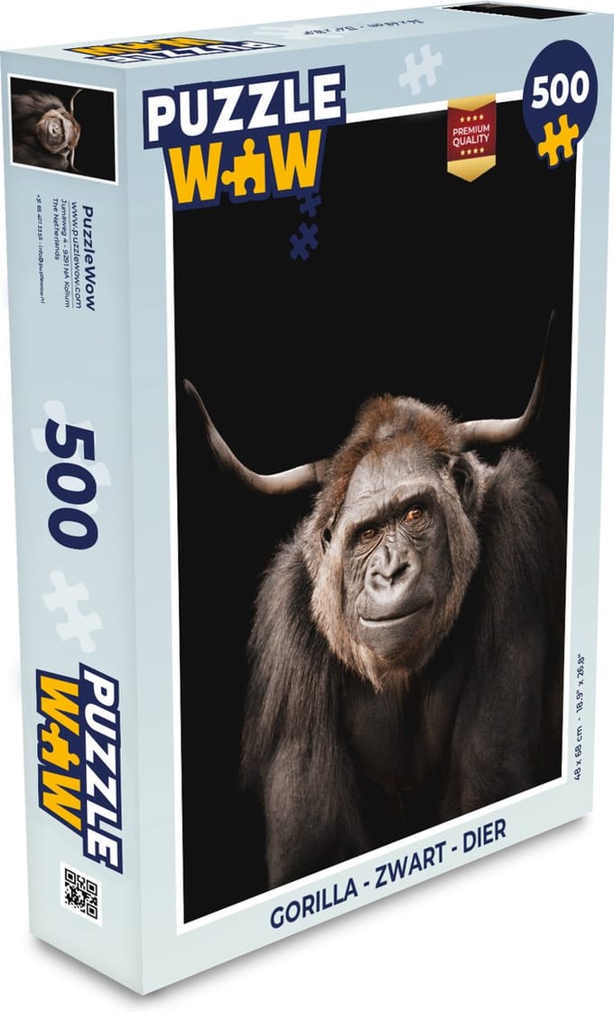 Puzzel Gorilla - Zwart - Dier - Legpuzzel - Puzzel 500 stukjes
