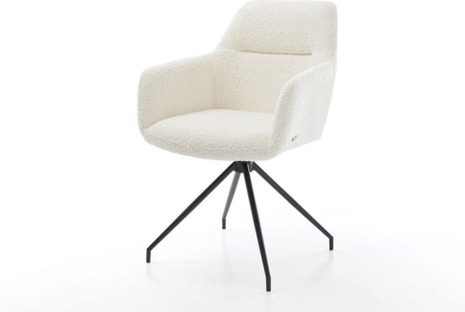 Gestoffeerde-stoel Pejo-Flex kruisframe conisch zwart bouclé wit pocketveer kern