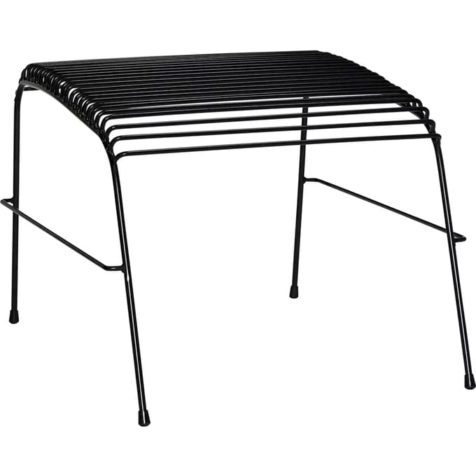 HÜBSCH INTERIOR - STRING zwarte voetenbank van metaal - 52x52xh42cm