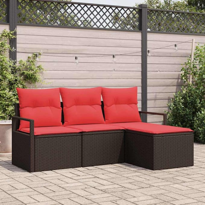 vidaXL Bankstel 4 st Bruin poly rattan