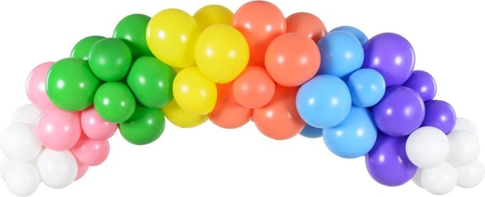 Partydeco - DIY Kit Ballonboog - Pastel Regenboog (2m, 60 ballonnen)