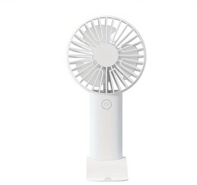 Draagbare Handventilator met Telefoonhouder - Mini USB Ventilator - Oplaadbaar - 3 Snelheden - Stil & Compact - Bureauventilator - Wit