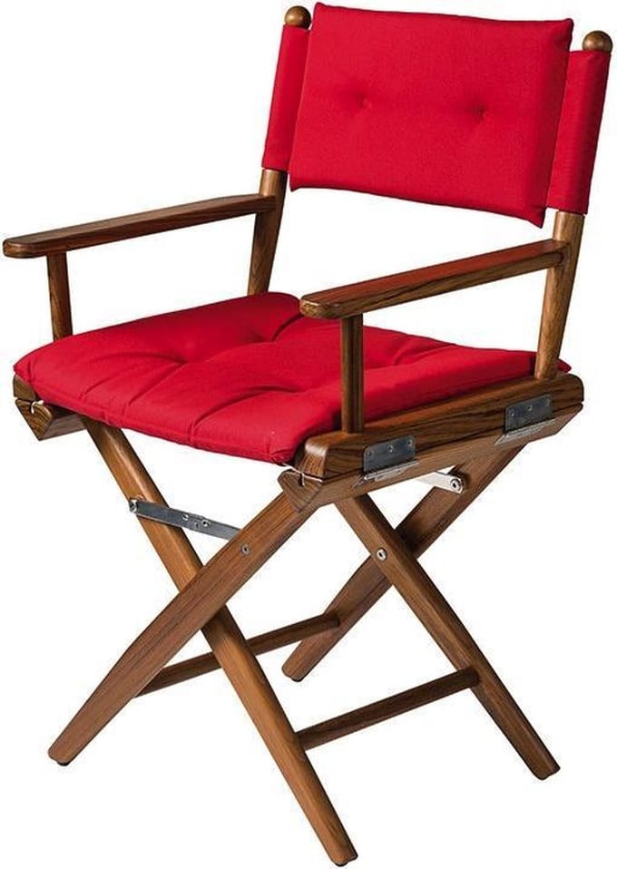 Regisseursstoel Teak DeLuxe met Forza Rood kussenset (Geolied)