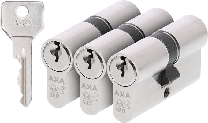 AXA Dubbele veiligheidscilinders (Security) 30-30 mm:  3 stuks gelijksluitend - SKG**