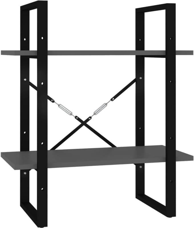 Boekenkast met 2 Schappen - Grijs 60x30x70 cm