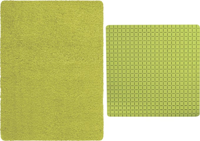 MSV Douche anti-slip/droogloop matten - Venice badkamer set - rubber/microvezel - limegroen