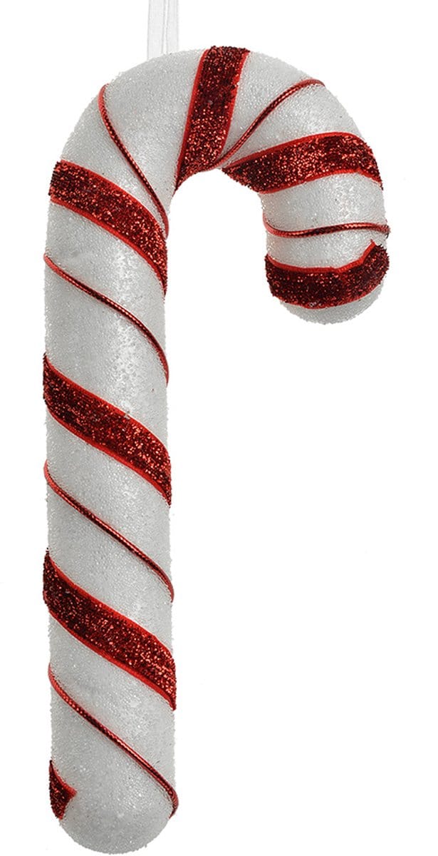 Clayre & Eef Kersthanger Zuurstok 20 cm Wit Rood Kunststof