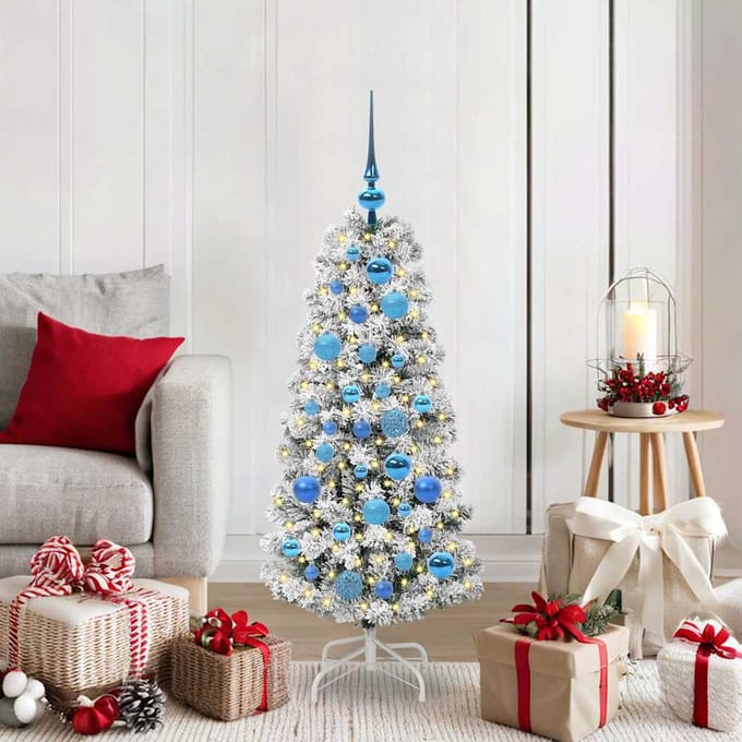 vidaXL - Kunstmatige - Hinged - Kerstboom - 150 - LED's - Groen - en - Wit - 120 - cm