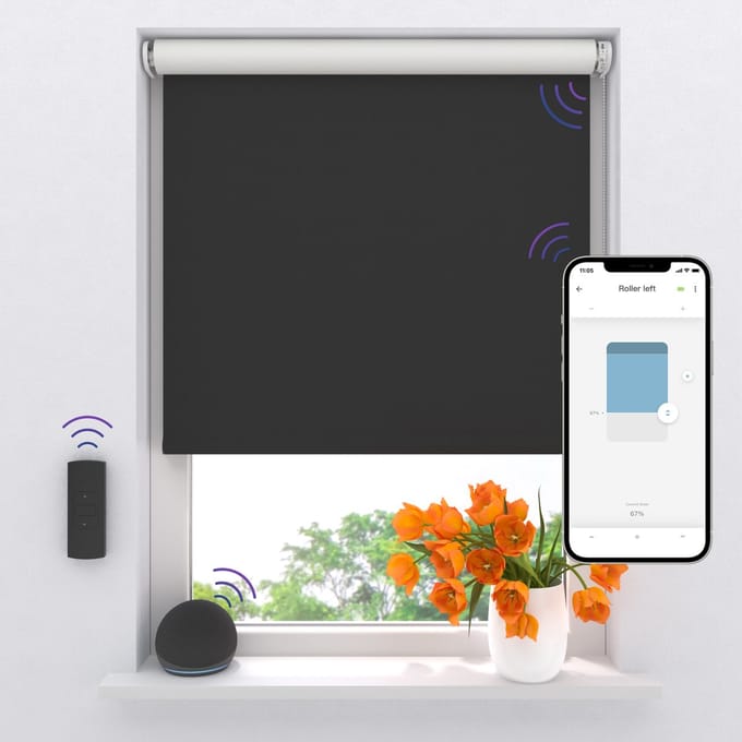DTCH® Elektrisch Rolgordijn Verduisterend - Easy - Black - 210 x 190 cm - Motionblinds CMD-03
