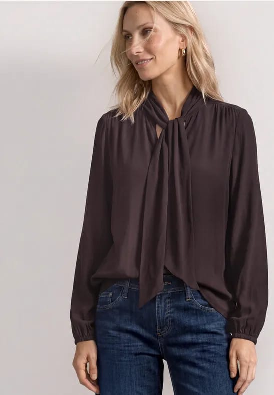 Blouse met lange mouwen en strikdetail