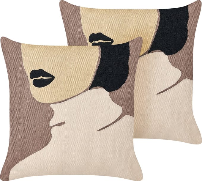 SILPHIUM - Sierkussen set van 2 - Taupe - 45 x 45 cm - Katoen