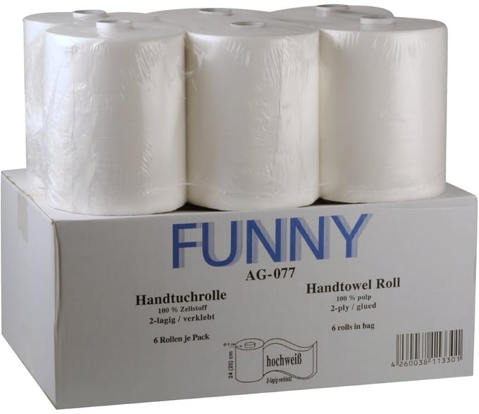 Handdoekrollen - Papierrollen - Hygiënisch Droge Handen - Extra Brede Rol - 6 Rollen - Wit