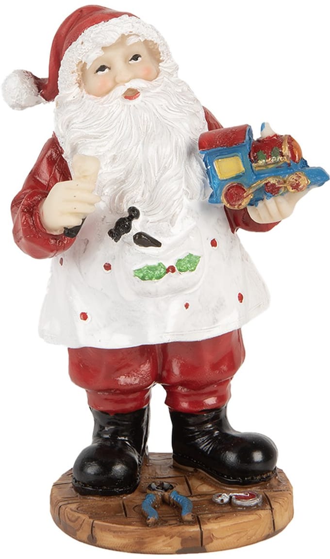 Clayre & Eef Kerstdecoratie Beeld Kerstman 13 cm Rood Kunststof