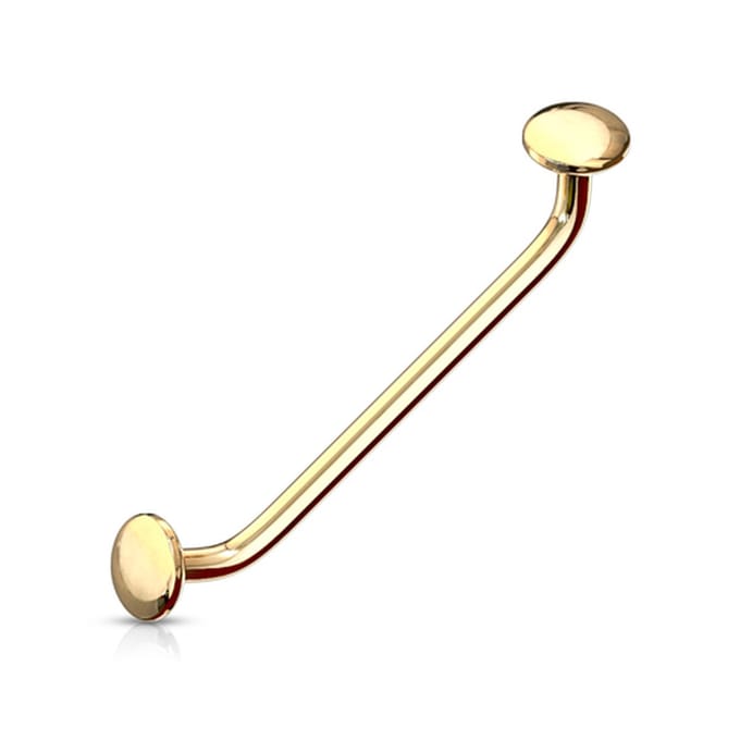 Piercing PVD ends 45graden flat disc 1.6x16x4- goud - LMPiercings