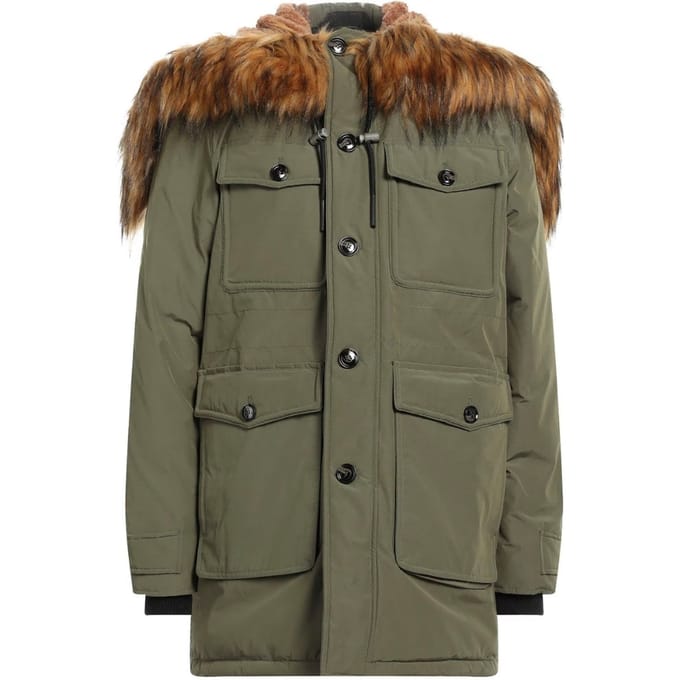 Dieselgroene winterjas met capuchon