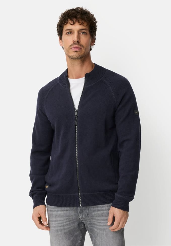 camel active Strickjacke met ritssluiting - Maat menswear-M - Donkerblauw