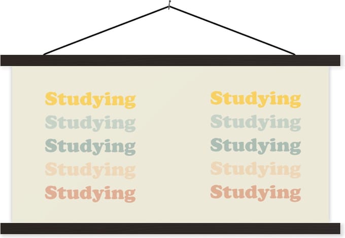 Posterhanger incl. Poster 150x75 cm - Schoolplaat - Quotes - Studenleven - Leren - Studenten - Textielposter - Zwarte latten