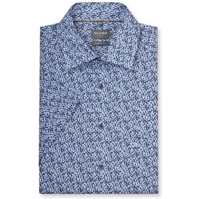 OLYMP Luxor Overhemd, Comfort Fit, New Kent, Marineblauw