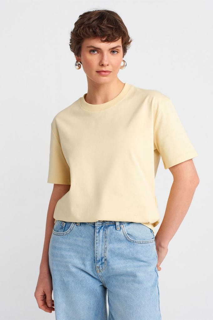 Dames Katoenen T-shirt met Ronde Hals
