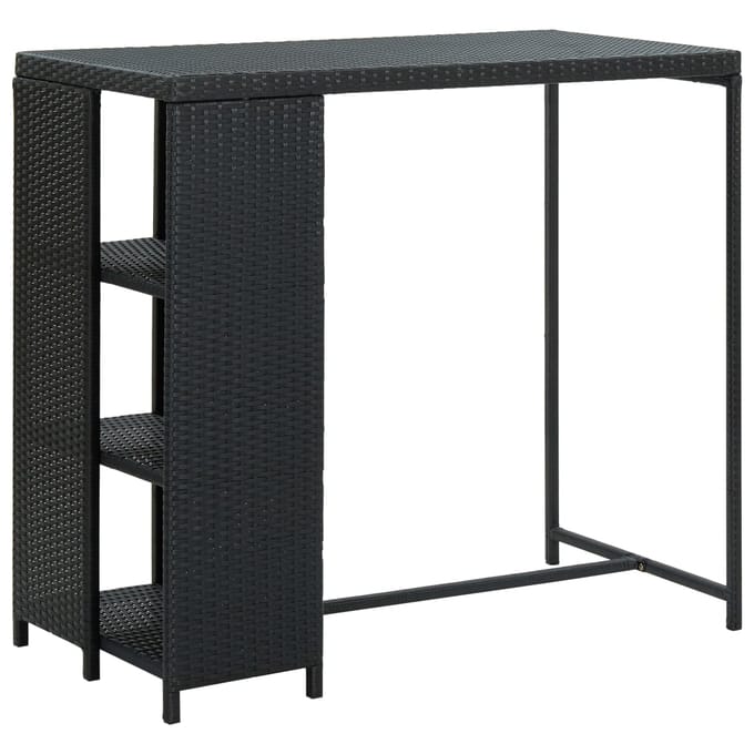 vidaXL - Bartafel - met - opbergrek - 120x60x110 - cm - poly - rattan - zwart