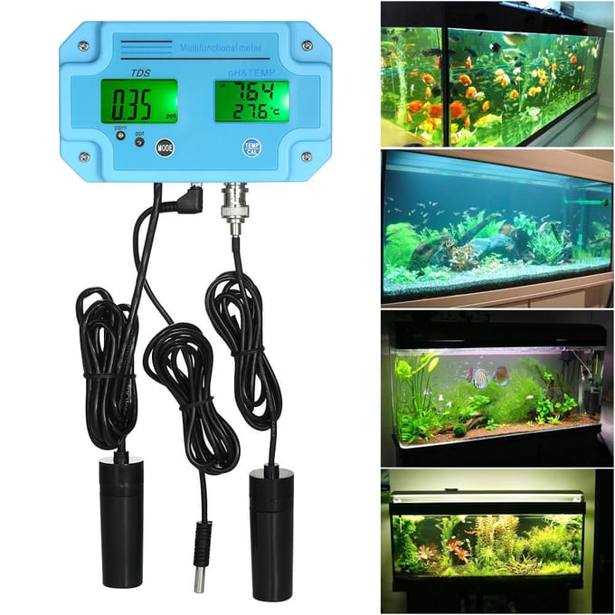 Professionele 3-in-1 pH/TDS/TEMP-meter Waterdetector Digitale LCD-tri-meter met meerdere parameters US Plug blauw