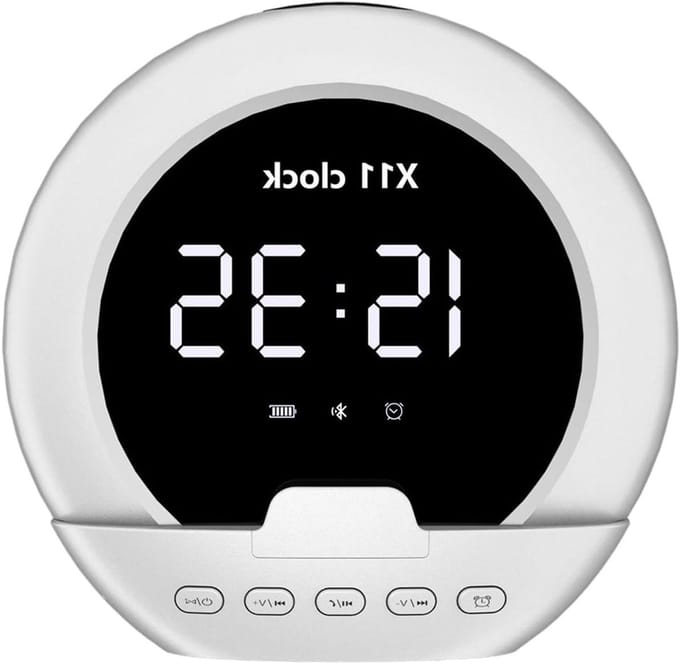 Draadloze Wekker - Digitale Speaker - Tijdmanagement Thuis - Inclusief Telefoonhouder - 8.3cm Breed - Wit