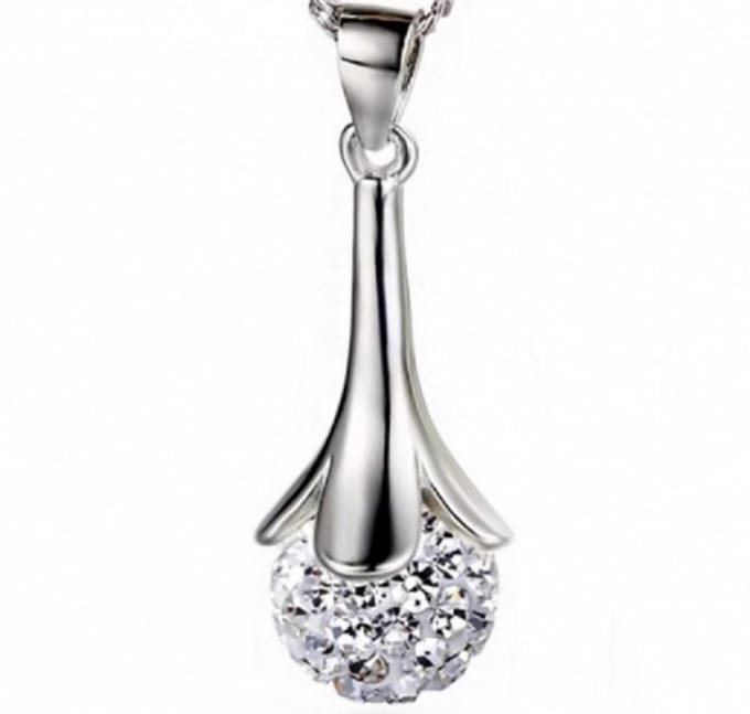 Zirkonia ketting- Tulp- Witgoud verguld- Charme Bijoux