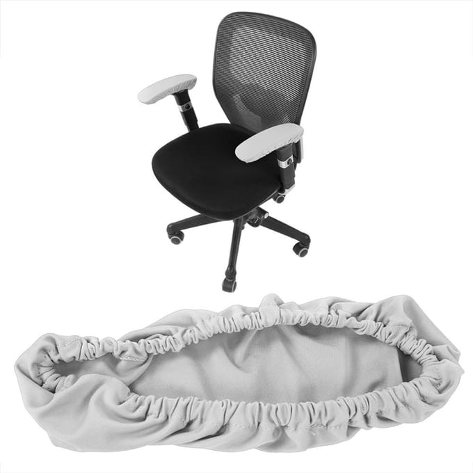 Une paire de housses d'accoudoirs de chaise de bureau élastiques et extensibles, amovibles et lavables grey
